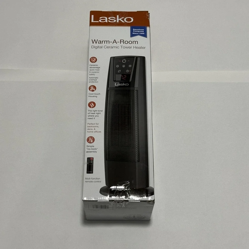 LASKO WARM-A-ROOM CT20111 DIGITAL CERAMIC TOWER HEATER WITH REMOTE 1500W